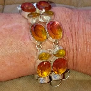 BRACELET 925, bicolor & yellow topaz, new w/out tags